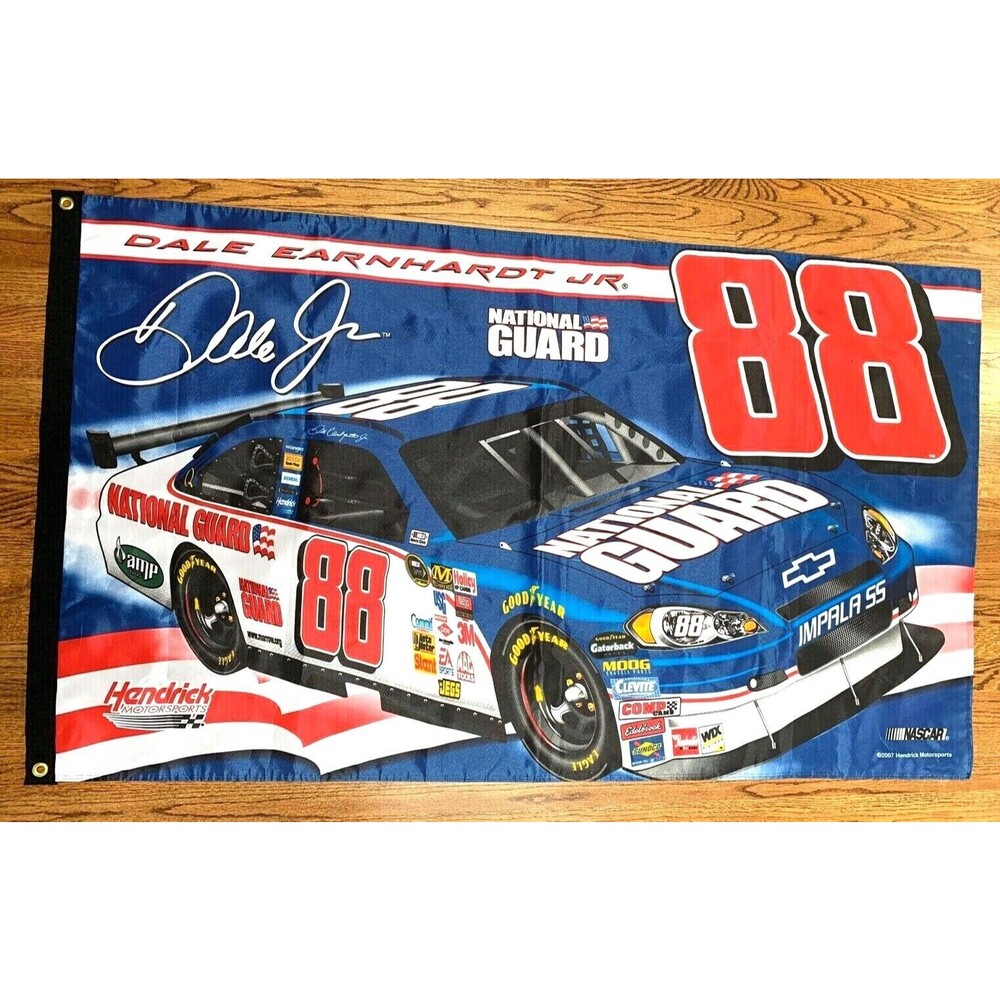 DALE EARNHARDT JR. #88 2007 NATIONAL GUARD Nylon Banner Blue 2 sided 60" x 36"